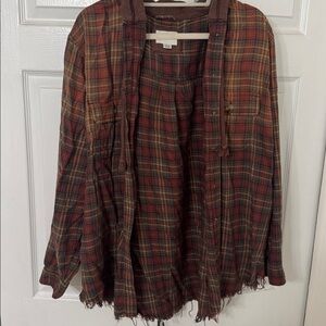American Eagle Outfitters Brown Plaid Shirt